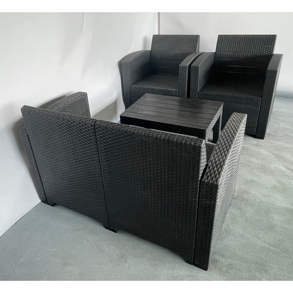 KGY-141909　ガーデンリビング４点セット［ブラック］