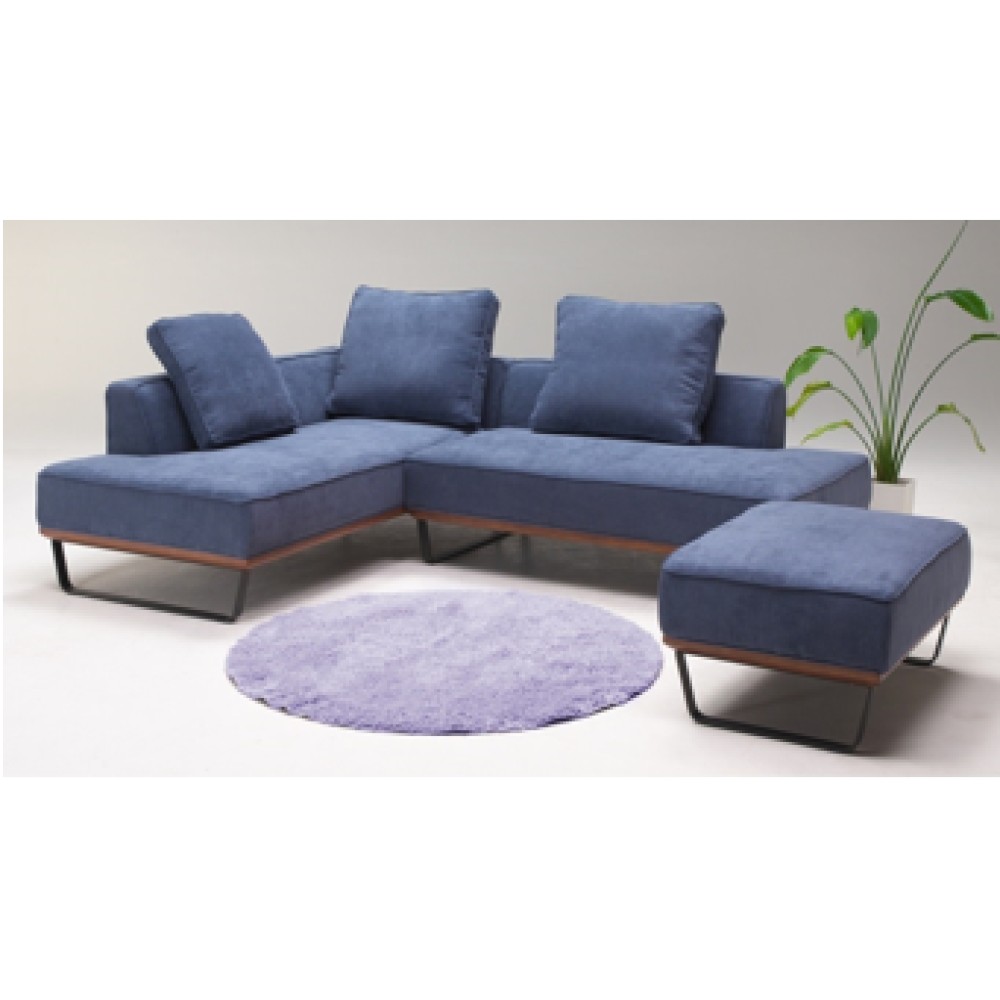 KGS-1119717　カウチ＋２Ｐソファ＋スツール［座って右ロング］［ダークブルー］