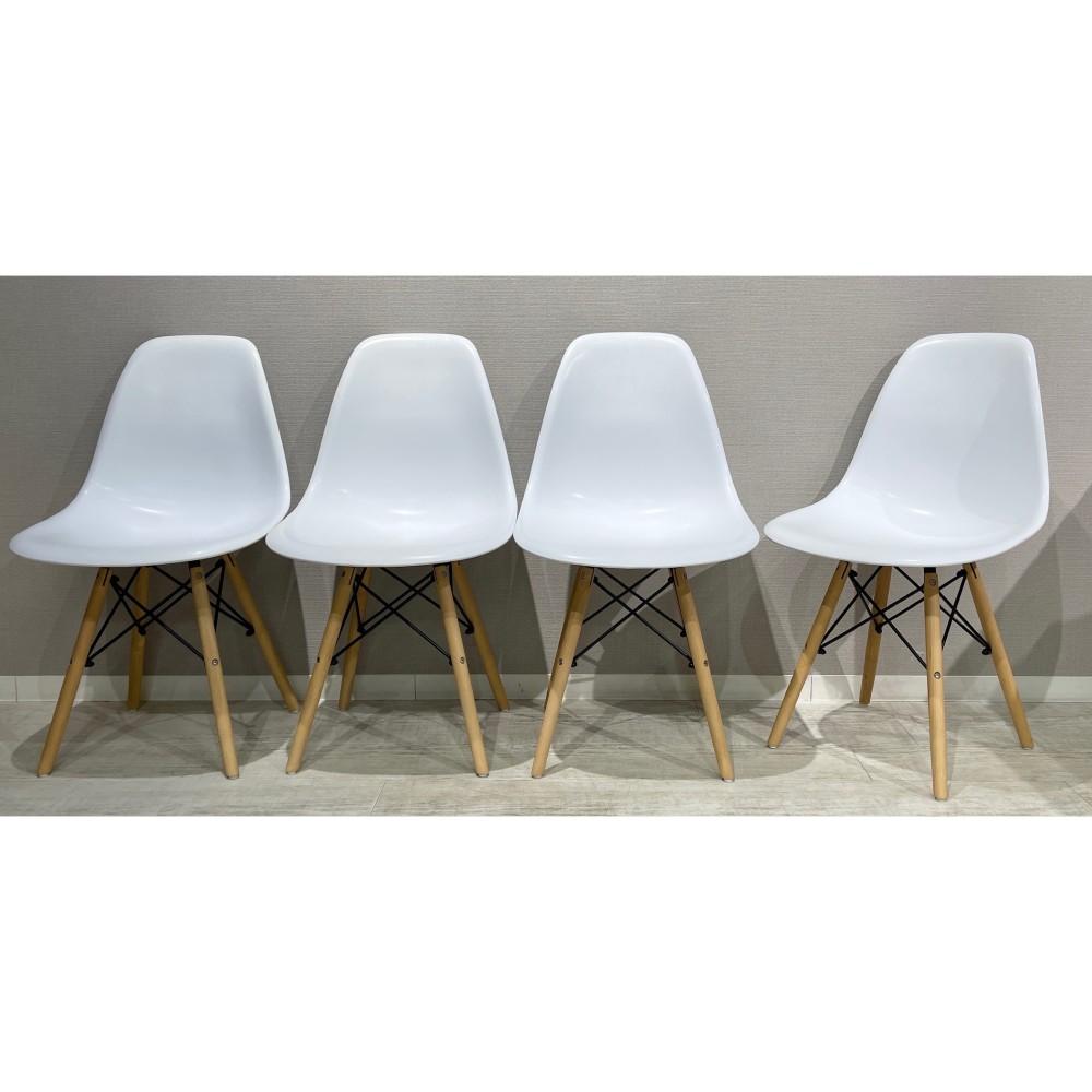 KGY-140605　チェア４脚セット［ホワイト／ナチュラル］