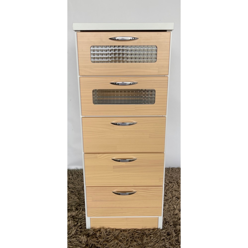 KGY-141526　５段チェスト［ナチュラル／ホワイト］