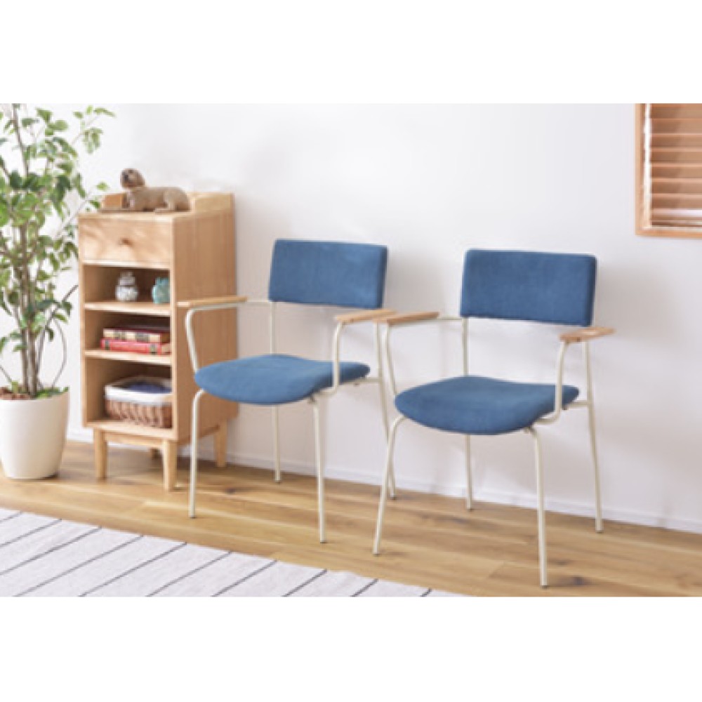 ZA-1101553　チェア(２脚)・アームチェア（２脚）[ナチュラル/ブルー]