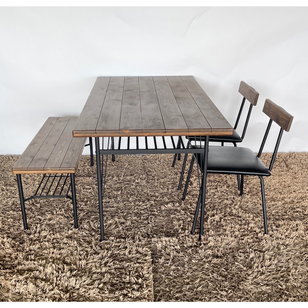 KGY-141477　ダイニング４点セット［ブラウン／ブラック］