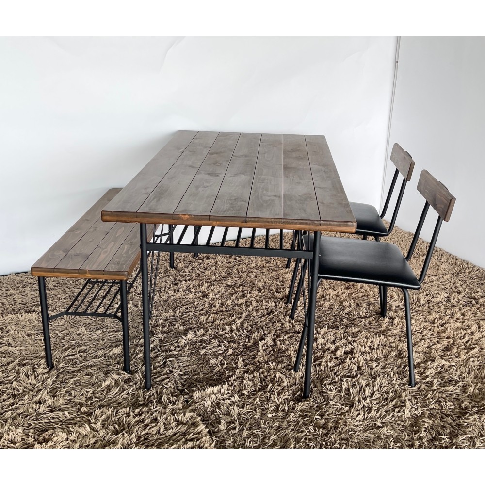 KGY-141477　ダイニング４点セット［ブラウン／ブラック］