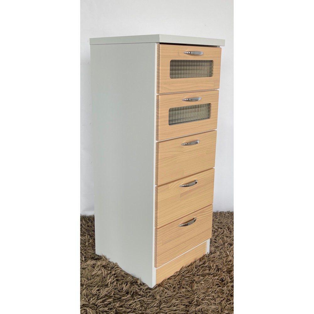 KGY-141526　５段チェスト［ナチュラル／ホワイト］