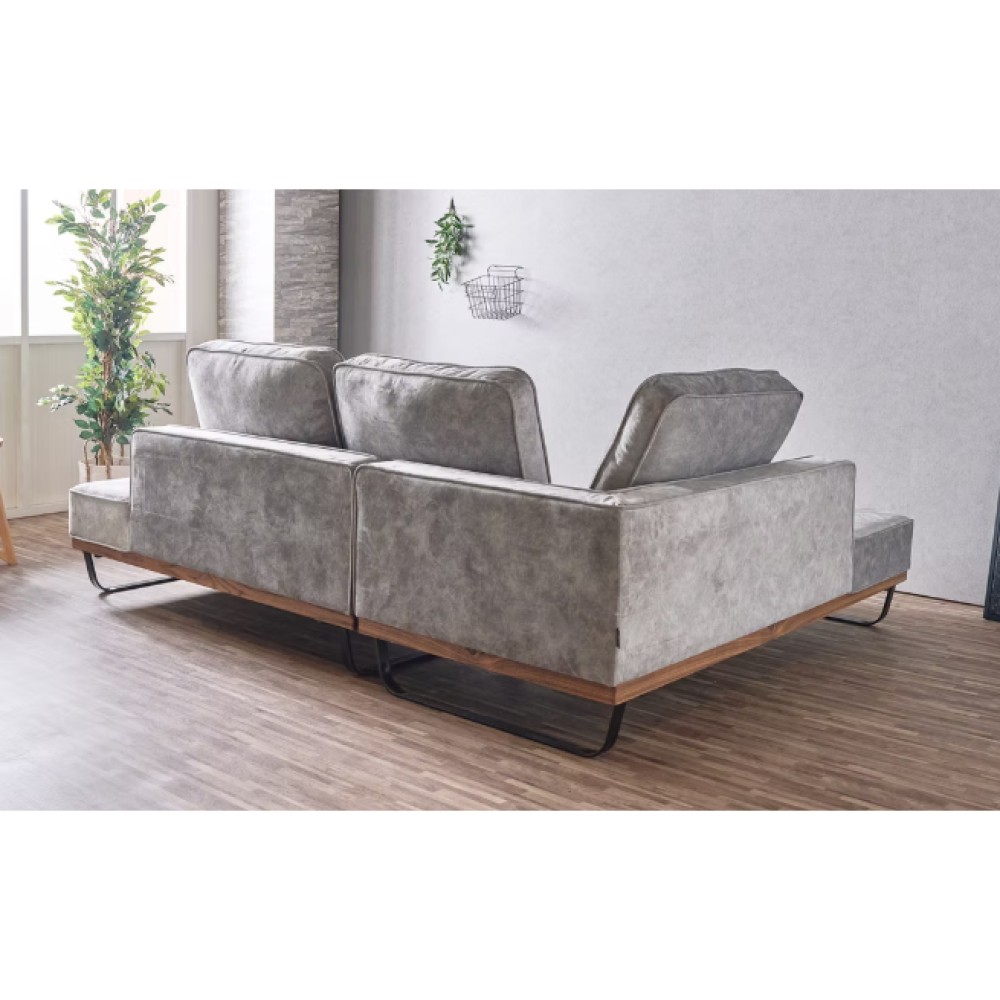 KN-1108747　カウチソファ［３点セット］［グレー］