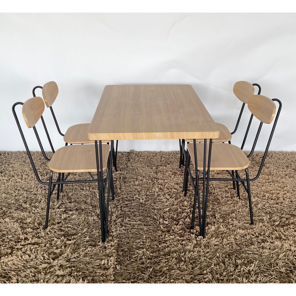 KGY-141503　ダイニング５点セット［ナチュラル／ブラック］