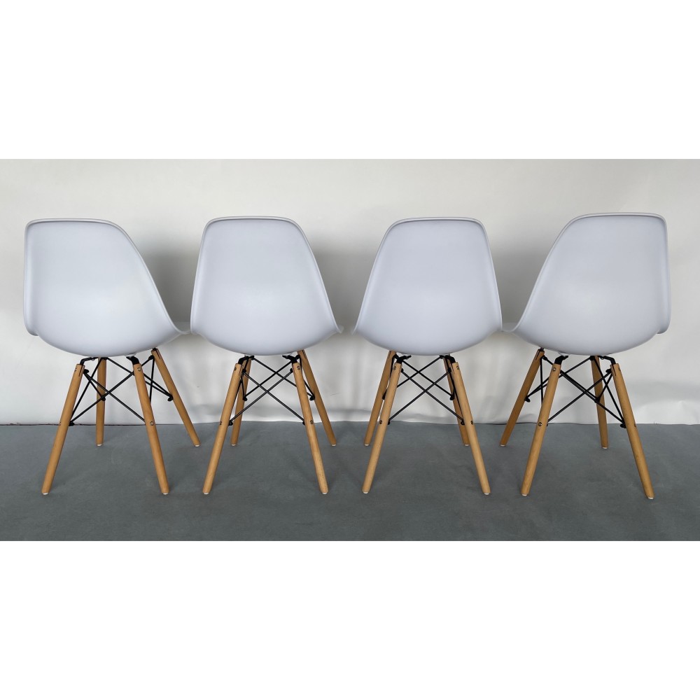 KGY-141882　チェア４脚セット［ホワイト／ナチュラル］