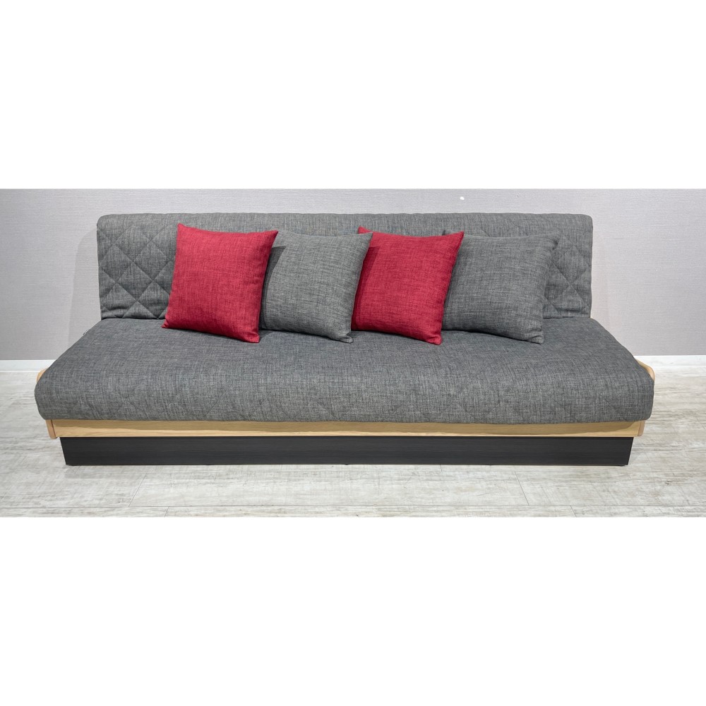 KGY-140622　ソファベッド＋クッション４個付き［グレー］