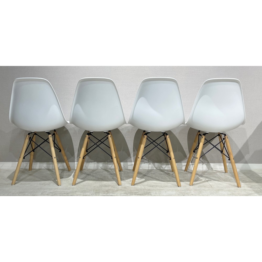 KGY-140605　チェア４脚セット［ホワイト／ナチュラル］