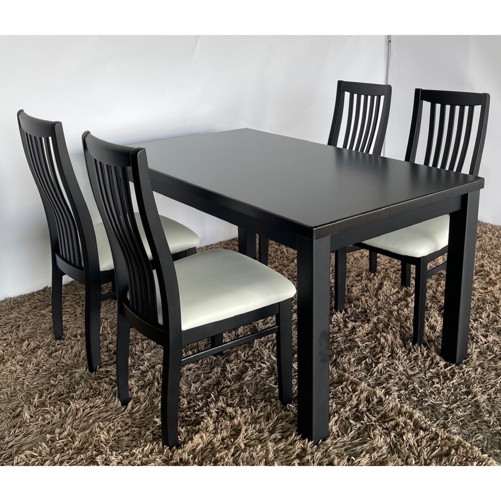 KGY-141583　ダイニング５点セット［ブラック］