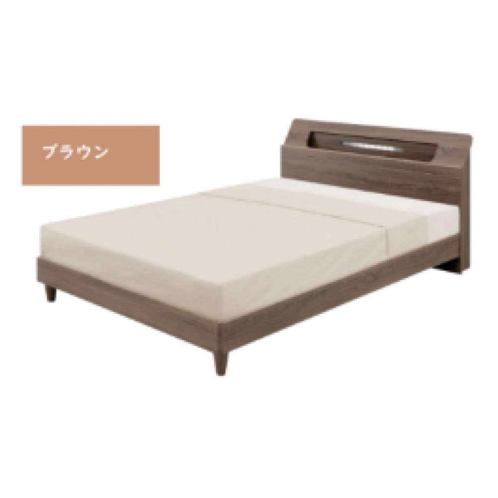 OM-1110978　ベッドフレームのみ［セミダブル/ダブル］［ブラウン/アイボリー］