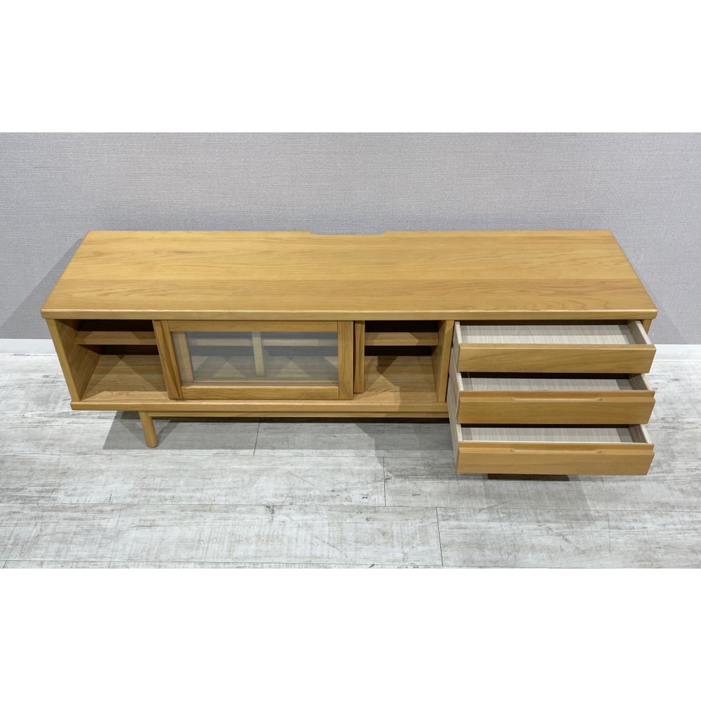 KGY-141155　ガラス戸ローボード［ナチュラル］