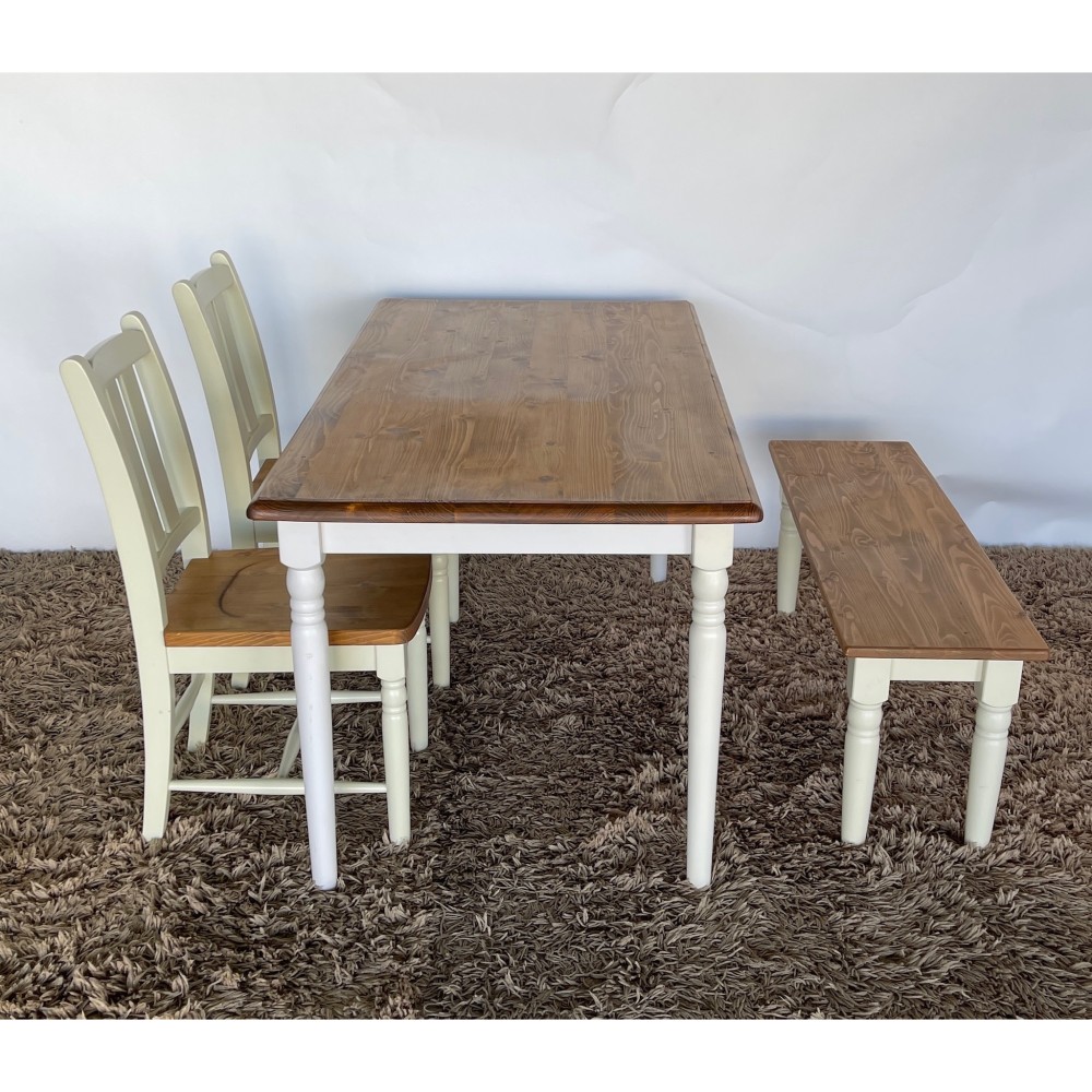 KGY-141589　ダイニング５点セット［ホワイト／ナチュラル］