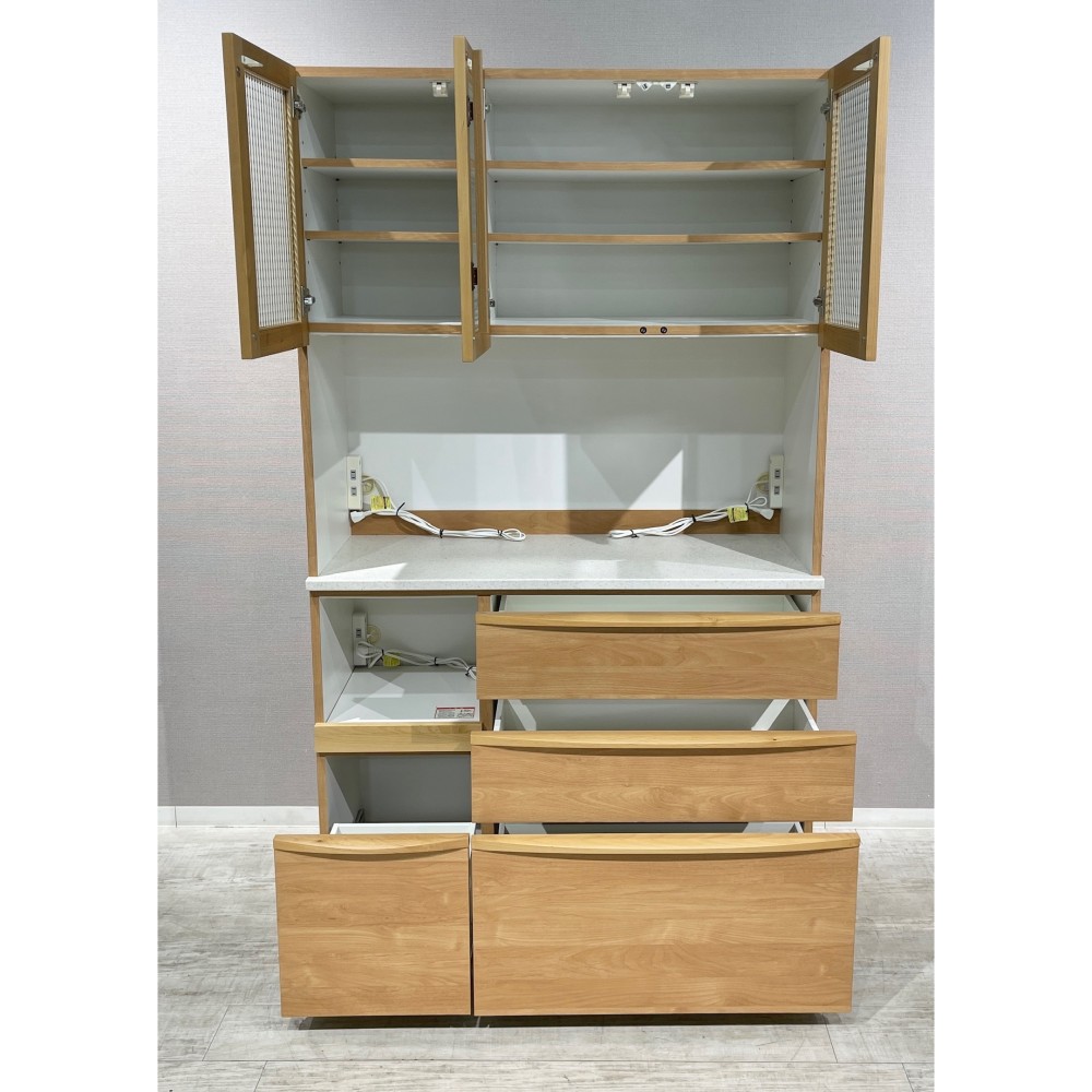 KGY-140638　食器棚［ナチュラル／ホワイト］