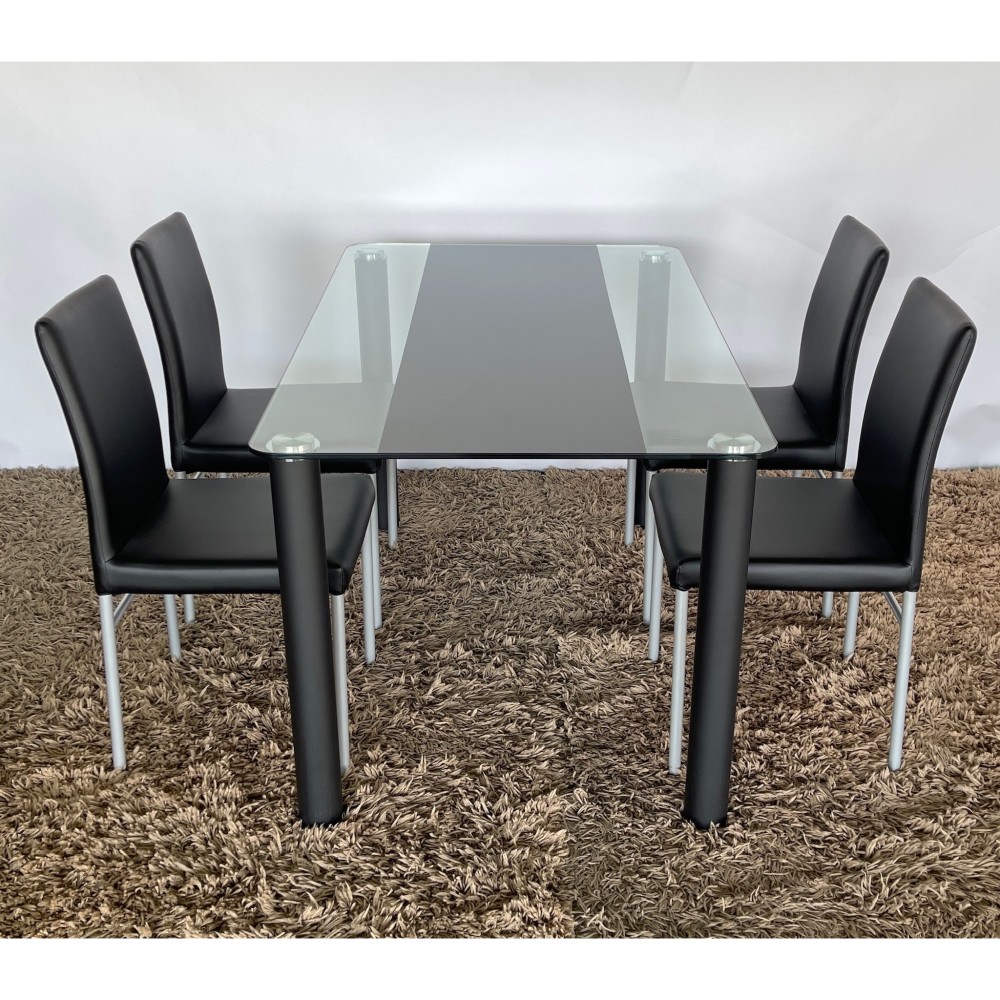 KGY-141569　ダイニング５点セット［ブラック］