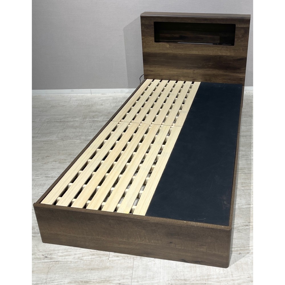 KGY-141159　収納付ベッドフレーム［シングル］［ブラウン］