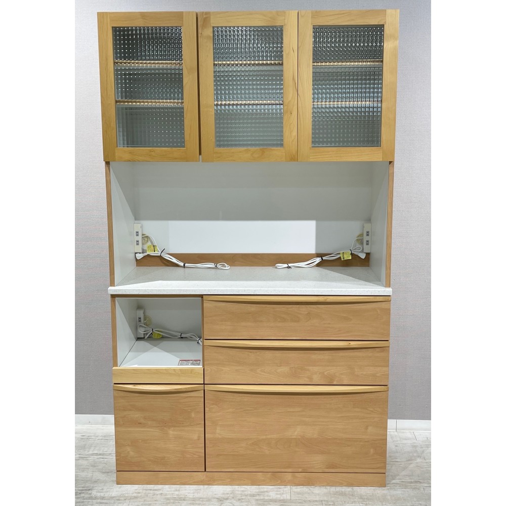 KGY-140638　食器棚［ナチュラル／ホワイト］