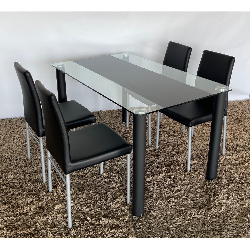 KGY-141569　ダイニング５点セット［ブラック］