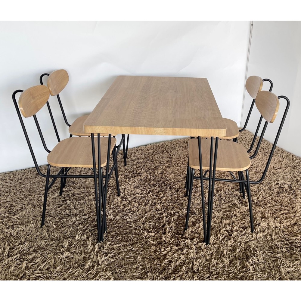 KGY-141503　ダイニング５点セット［ナチュラル／ブラック］