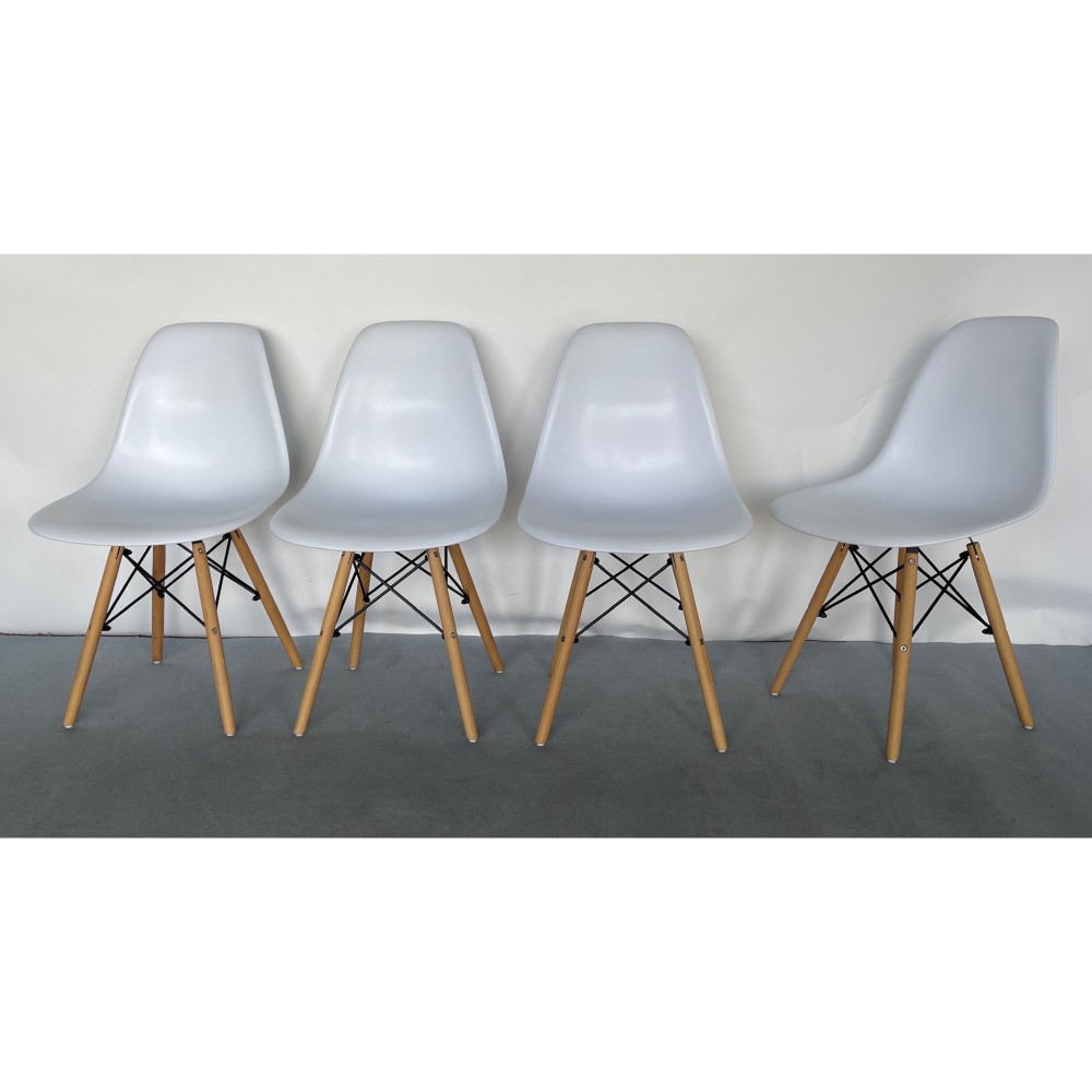 KGY-141882　チェア４脚セット［ホワイト／ナチュラル］