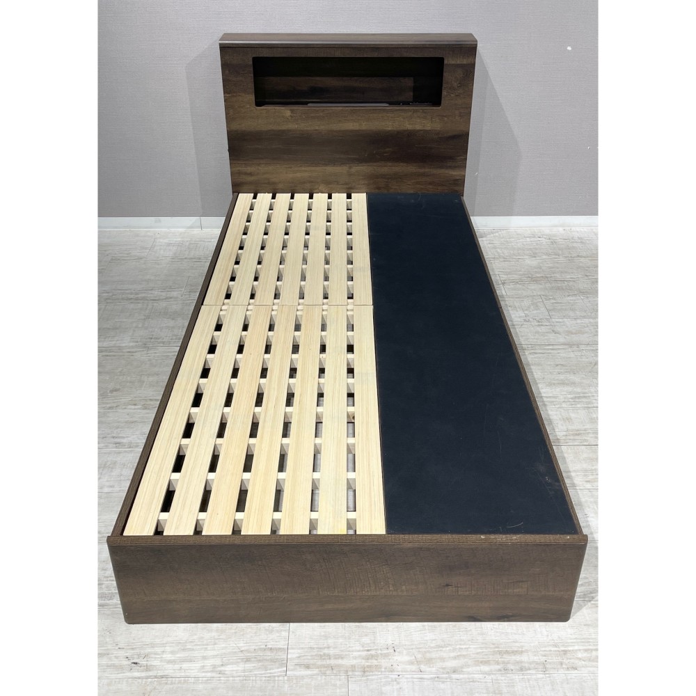 KGY-141159　収納付ベッドフレーム［シングル］［ブラウン］