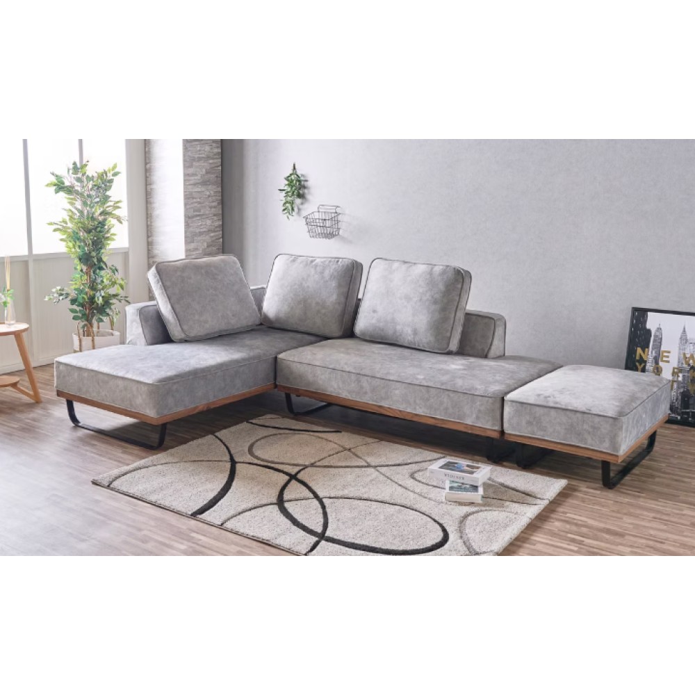 KN-1108747　カウチソファ［３点セット］［グレー］