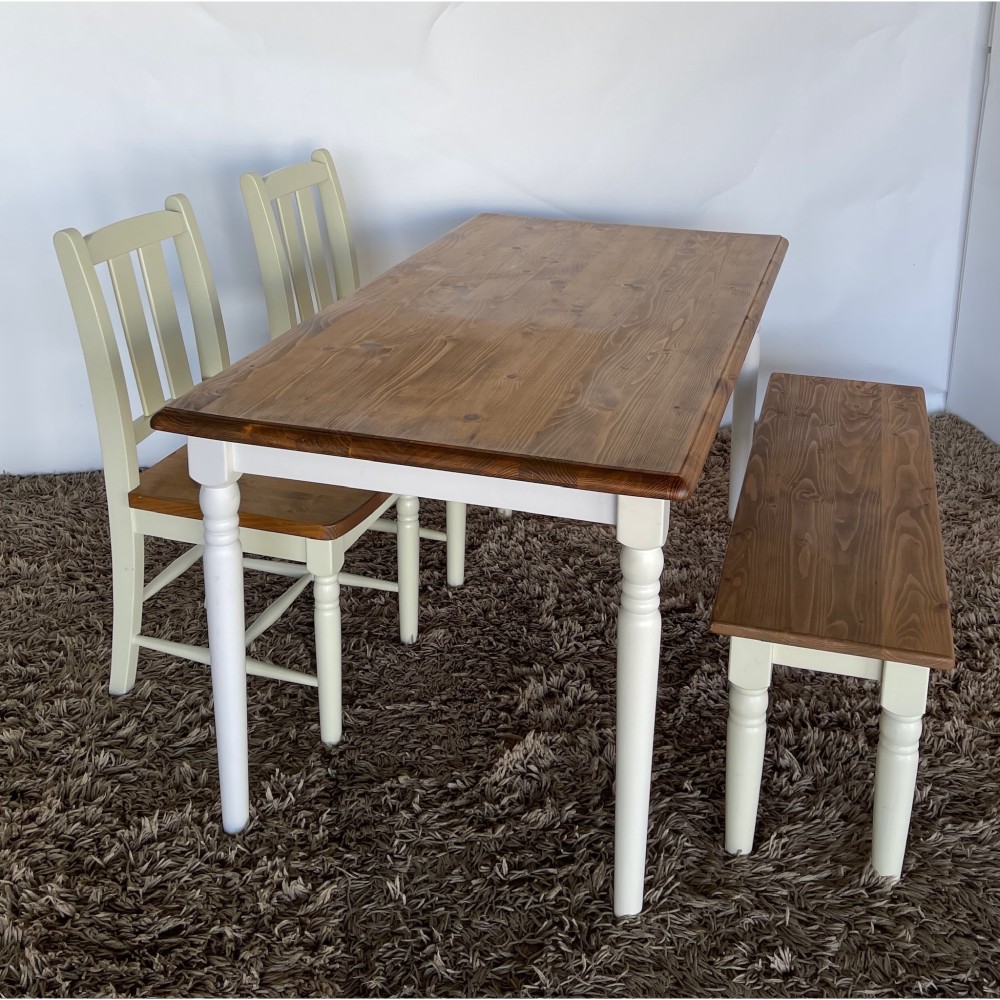 KGY-141589　ダイニング５点セット［ホワイト／ナチュラル］