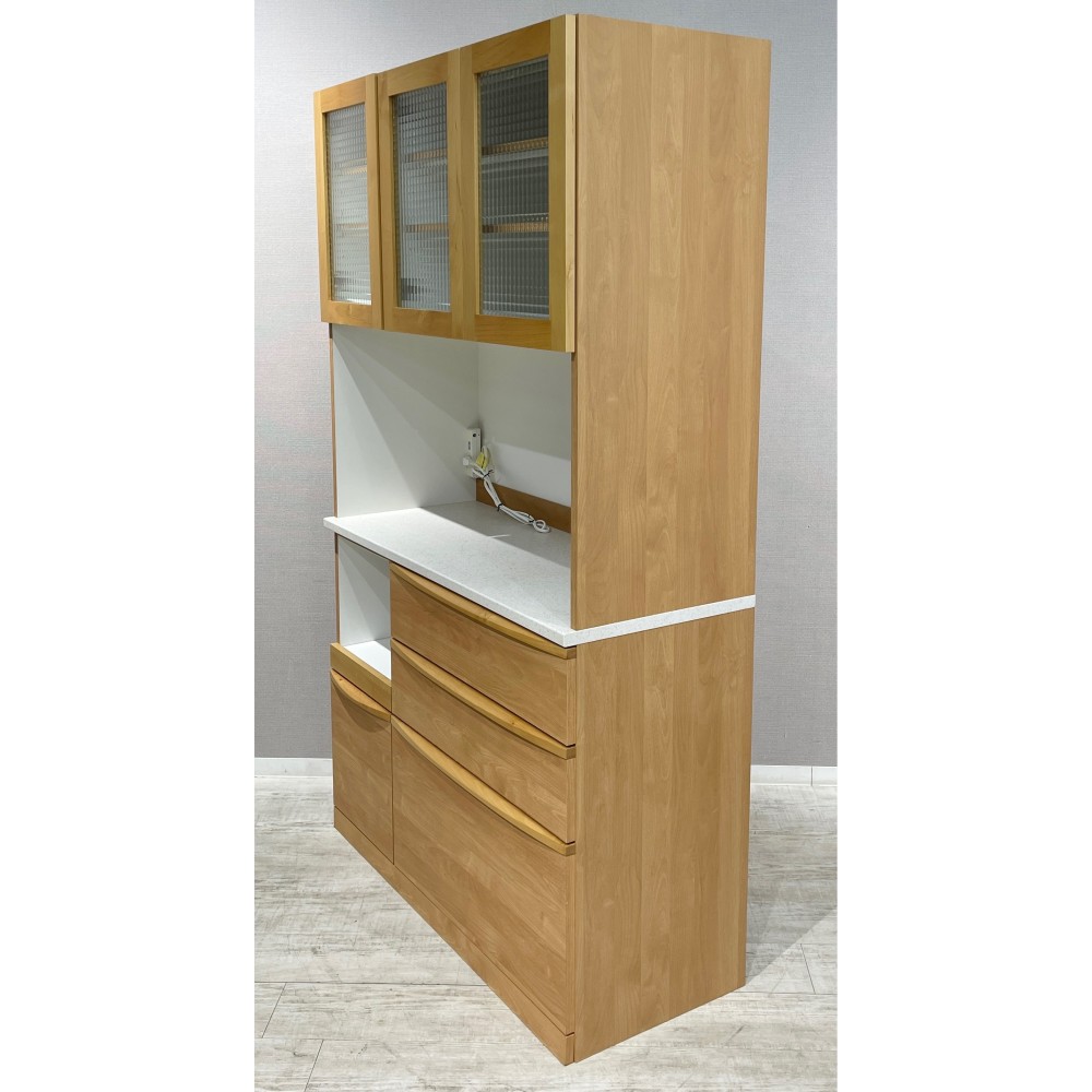 KGY-140638　食器棚［ナチュラル／ホワイト］