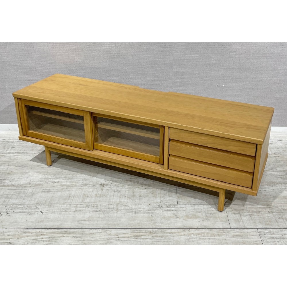 KGY-141155　ガラス戸ローボード［ナチュラル］