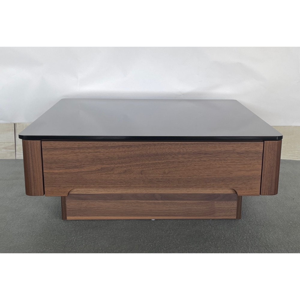 KGY-142842　ガラスローテーブル［ブラック／ブラウン］