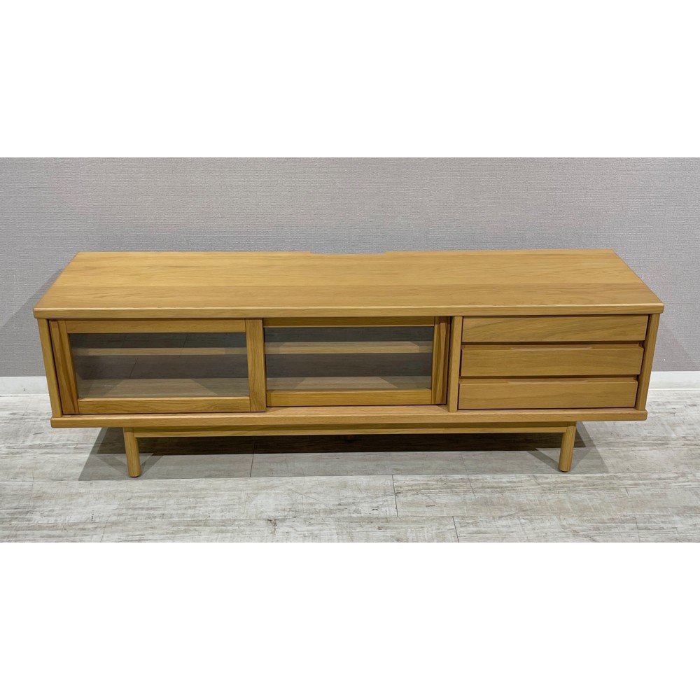 KGY-141155　ガラス戸ローボード［ナチュラル］