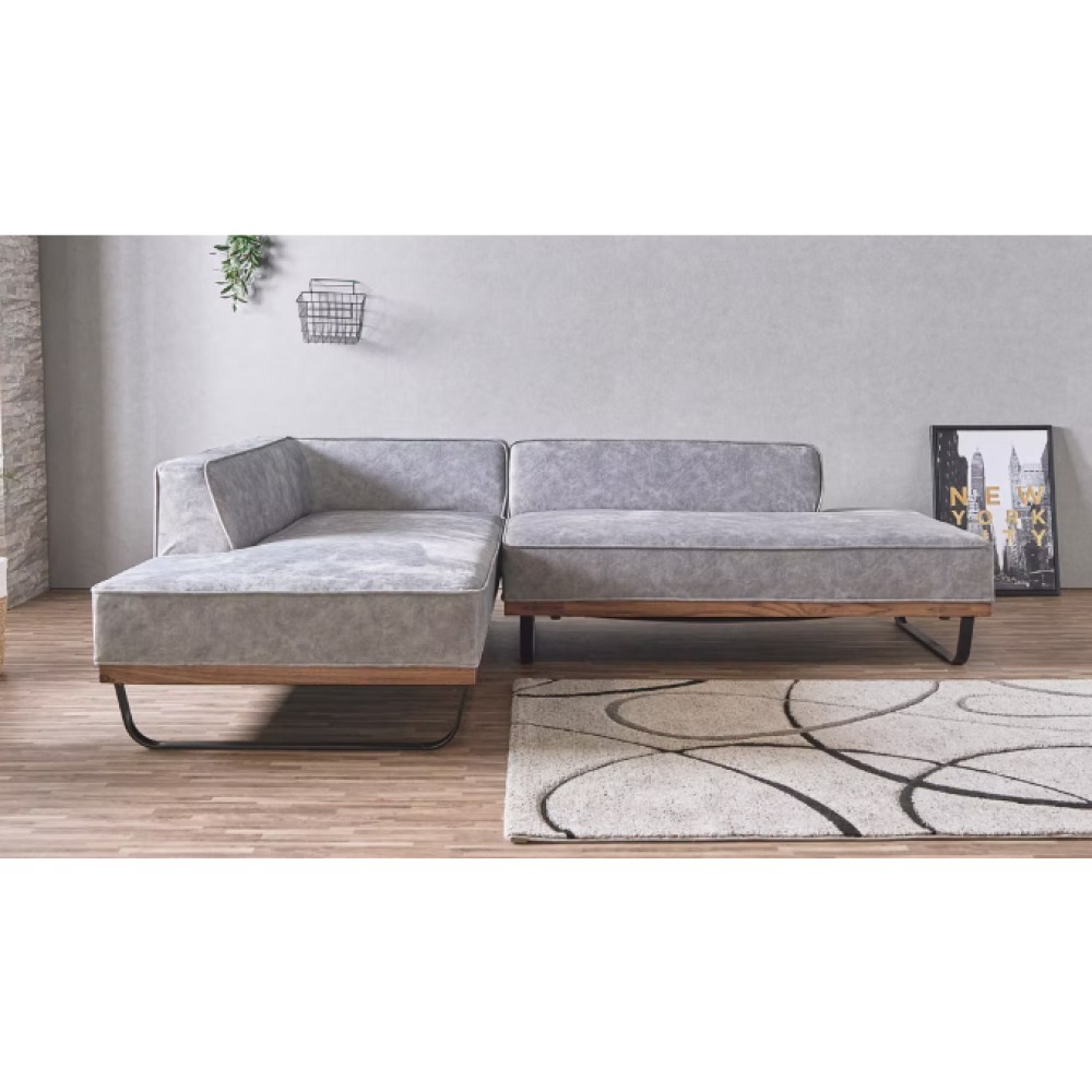 KN-1108747　カウチソファ［３点セット］［グレー］