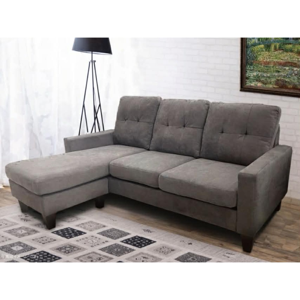 OBS-2100010　スツール付き3Pソファ　ライトグレー